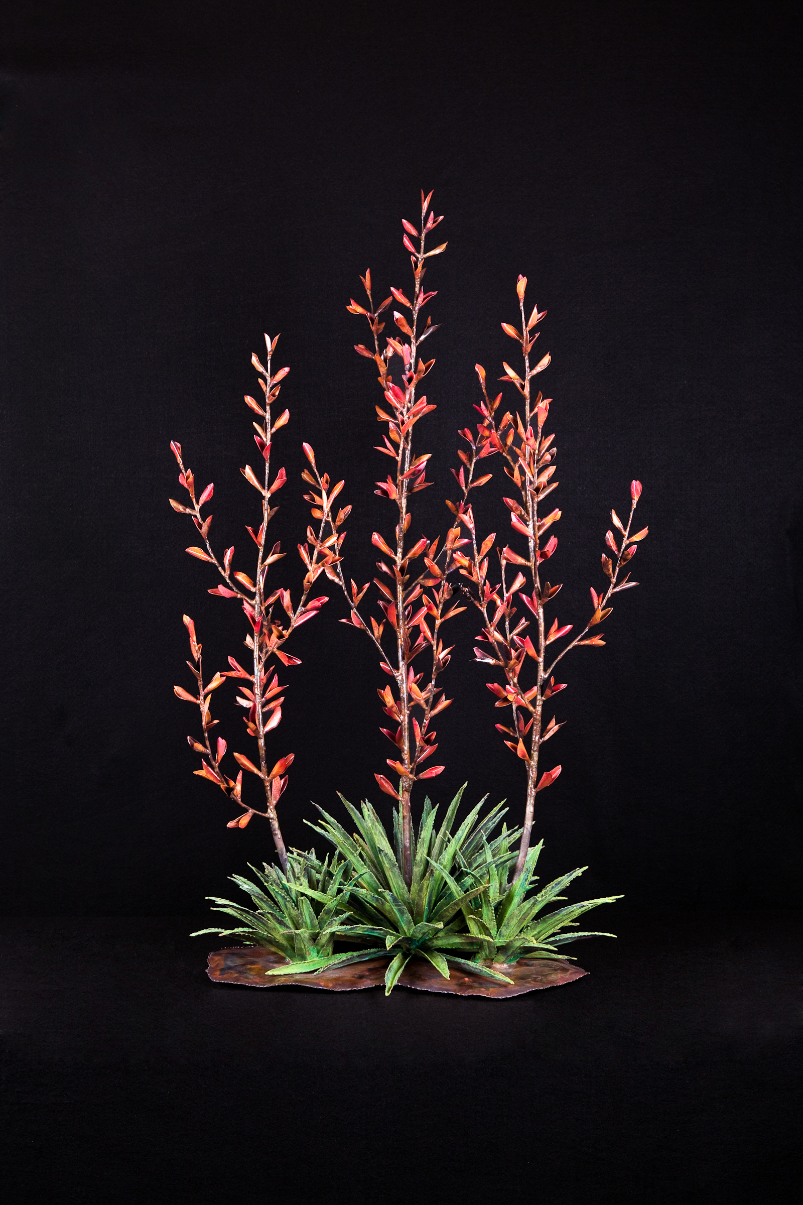 Triple Yucca Branches Of Red Blooms